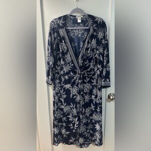 Robbie Bee Navy and White Floral Midi Dress